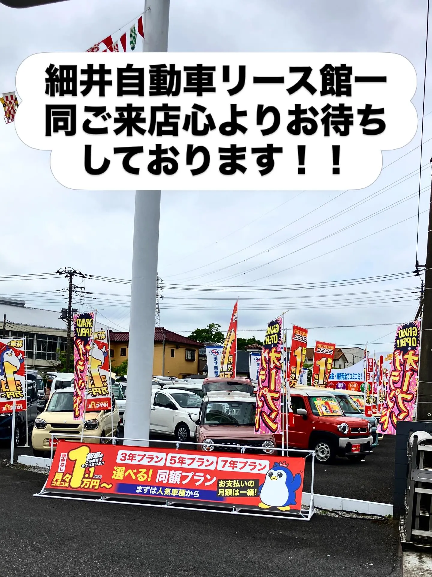 本日、細井自動車リース館が5月8日にグランドオープンを迎える...